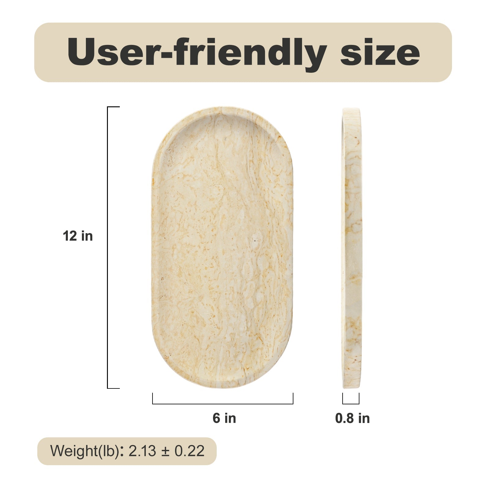 Koville natural stone runway storage tray, 305 x 152 mm