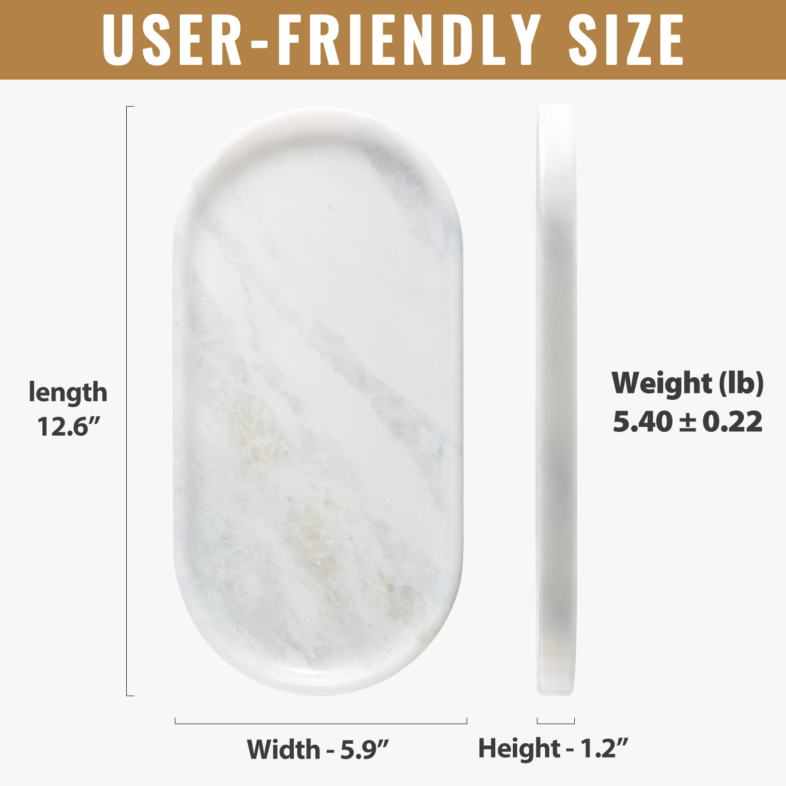 Koville natural stone runway storage tray, 305 x 152 mm