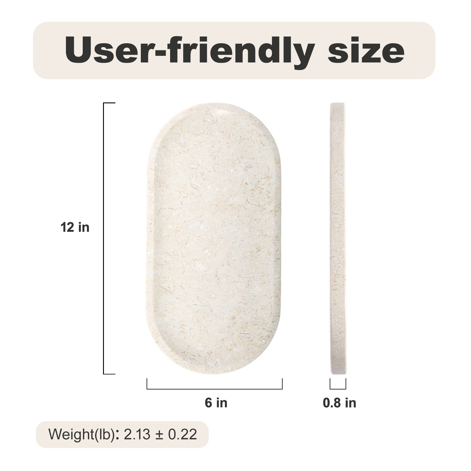 Koville natural stone runway storage tray, 305 x 152 mm