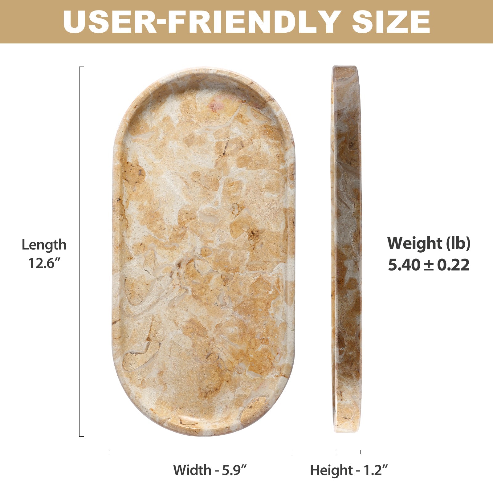 Koville natural stone runway storage tray, 305 x 152 mm