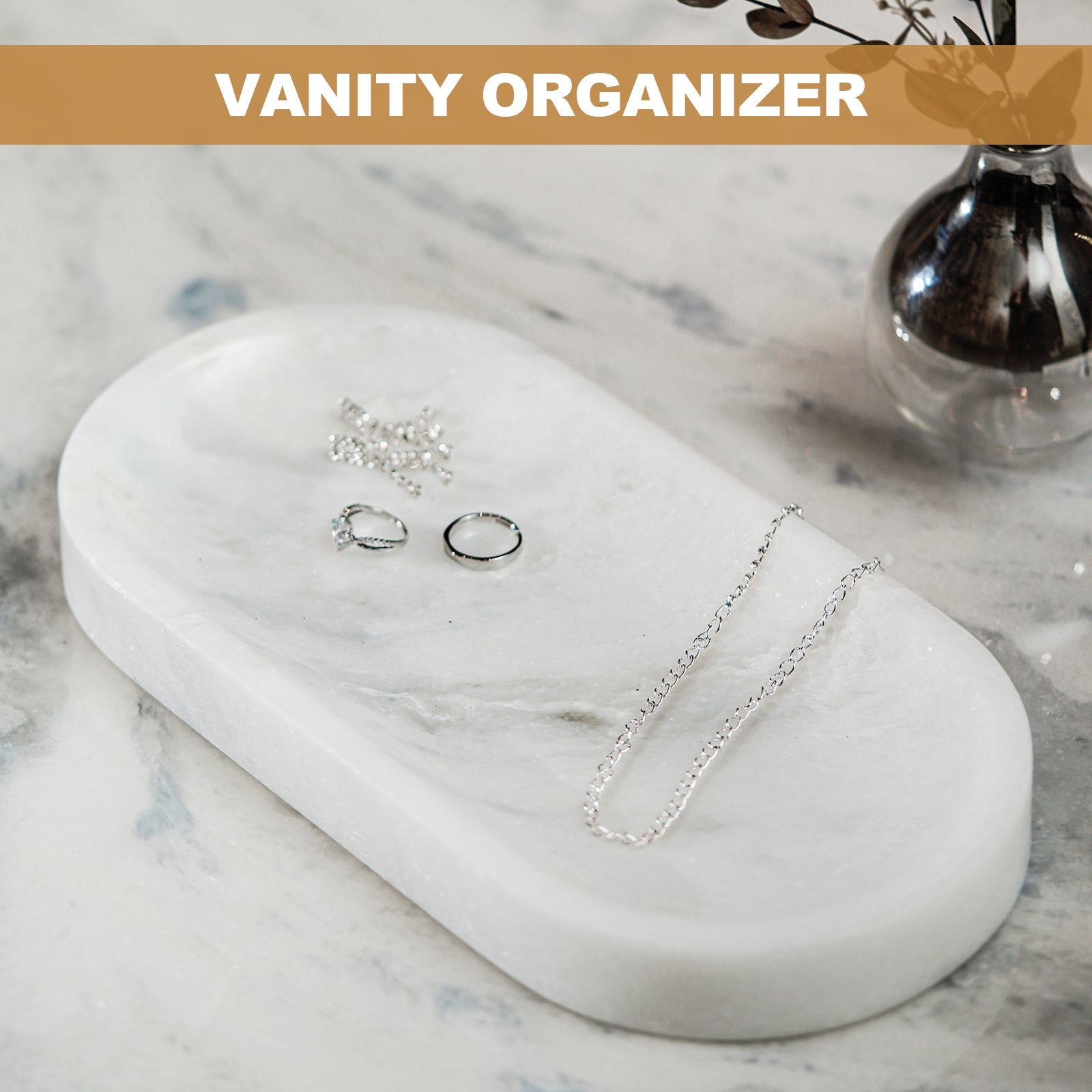 Koville natural stone runway storage tray, 305 x 152 mm