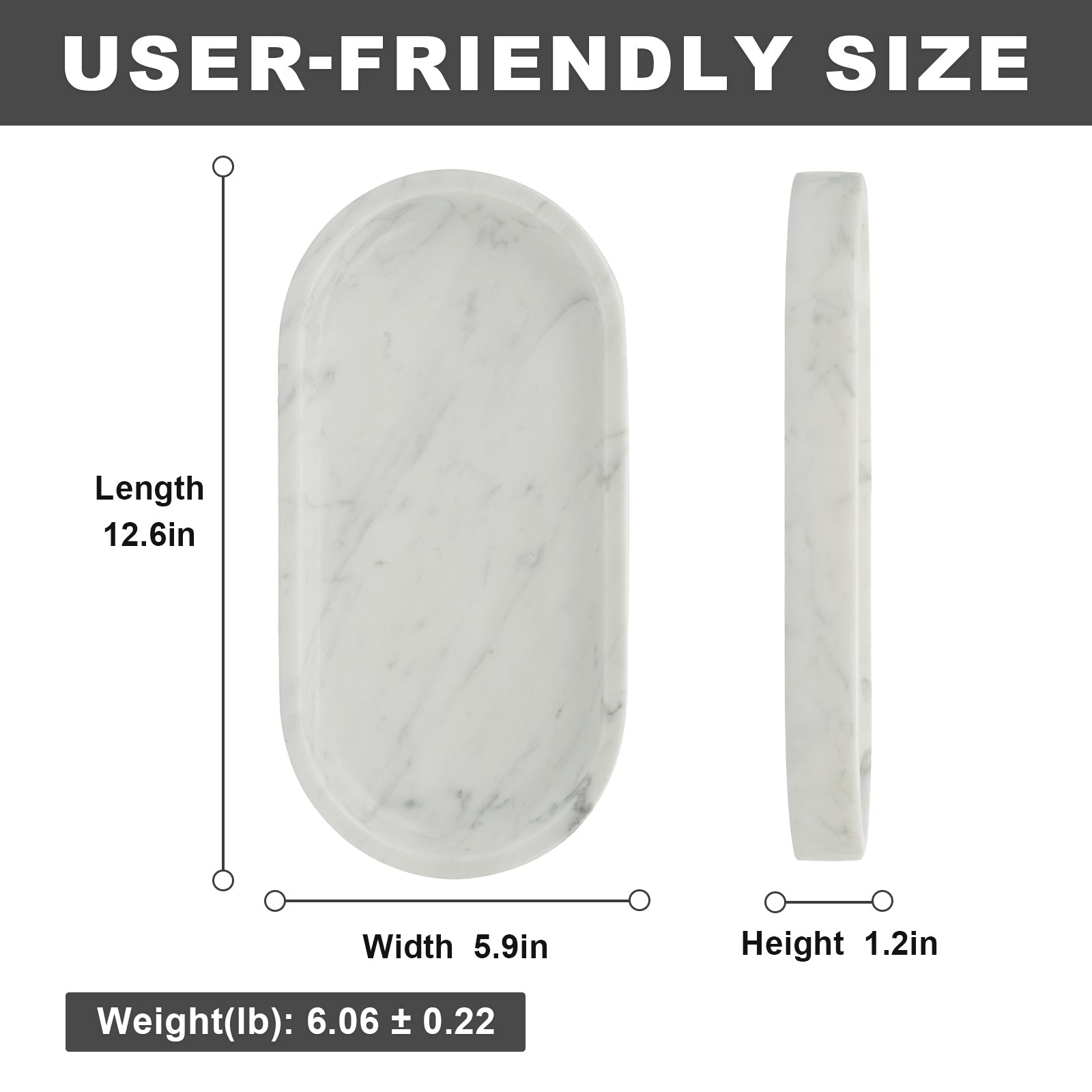 Koville natural stone runway storage tray, 305 x 152 mm