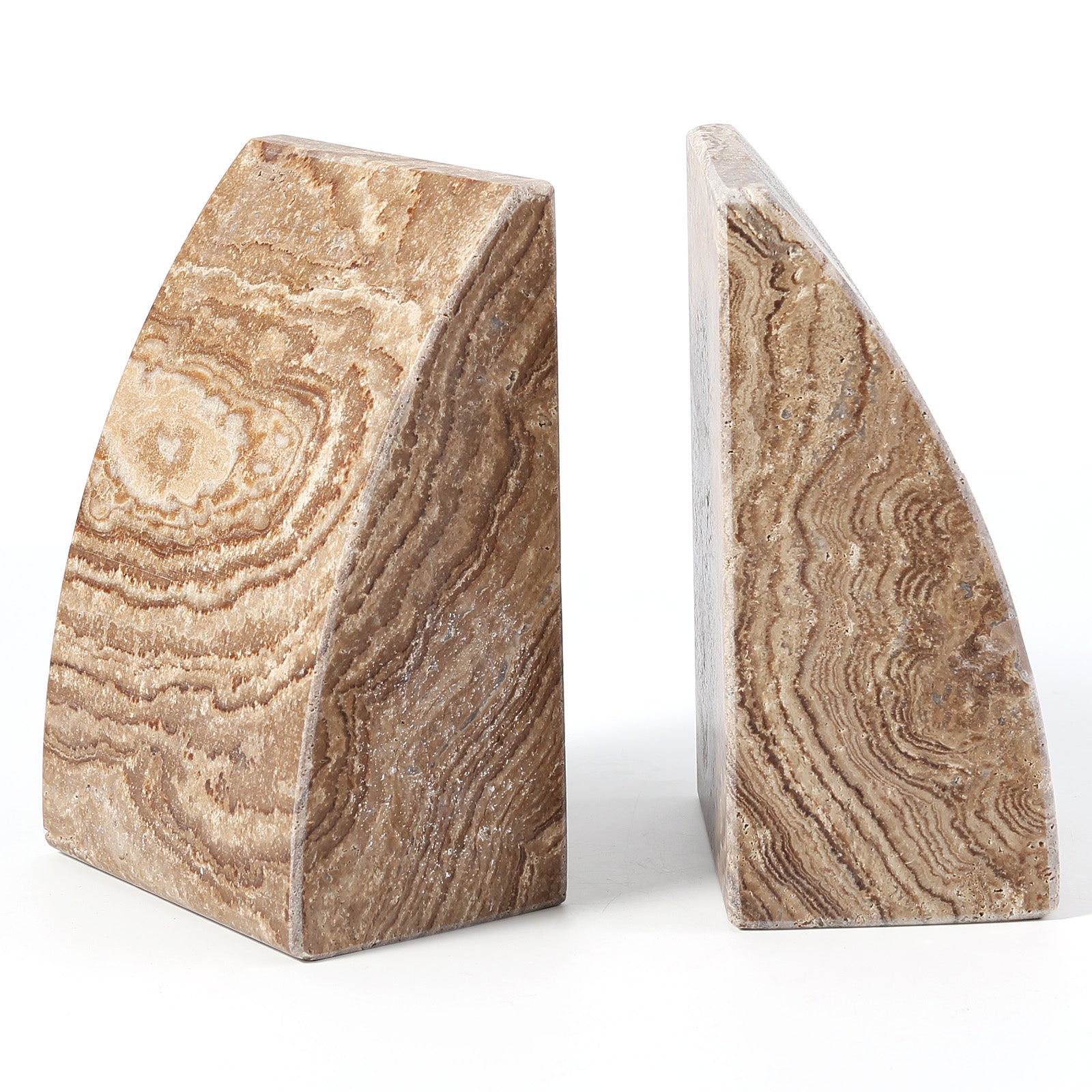 Koville Natural Marble Sailboat Bookend Set for Shelf Styling in California Honey - natural stone finish