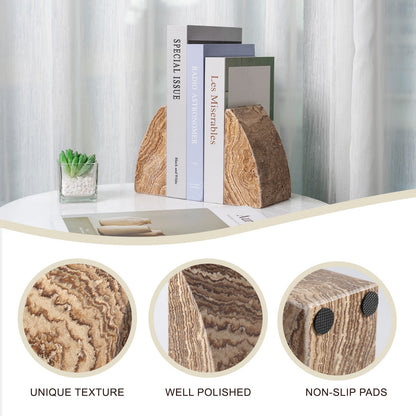 Koville Natural Marble Sailboat Bookend Set for Shelf Styling in California Honey - decorative form