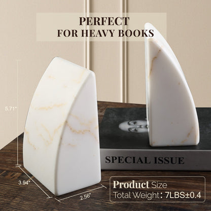 Koville Natural Marble Sailboat Bookend Set for Shelf Styling in Golden Calacatta - stone surface detail