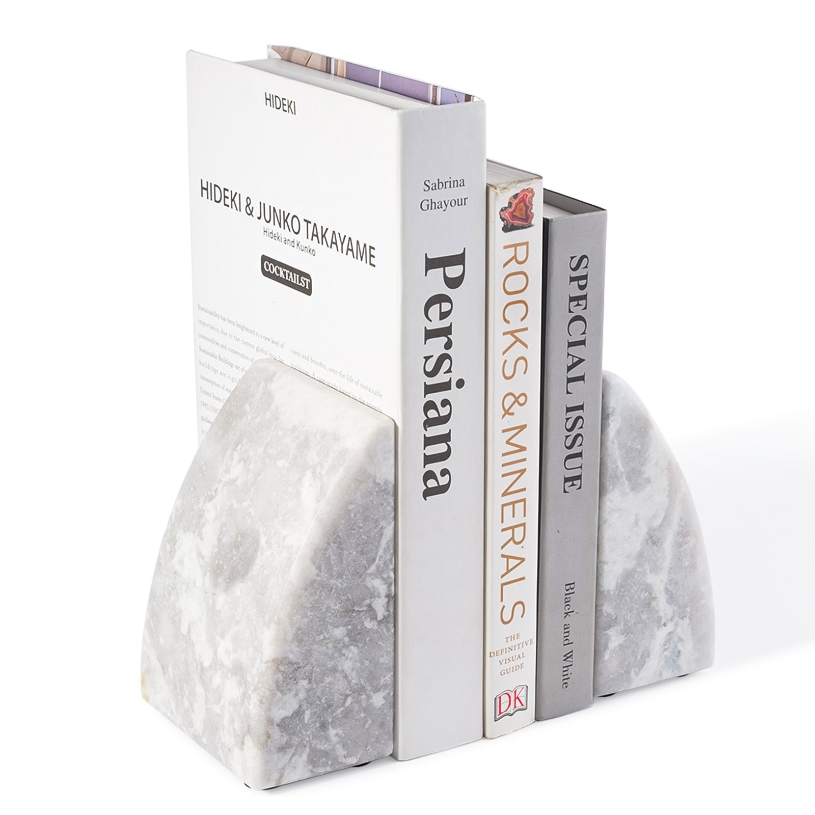 Koville Natural Stone Sailboat Bookend Set for Shelf Styling in Grigio Fantasy - stone surface detail