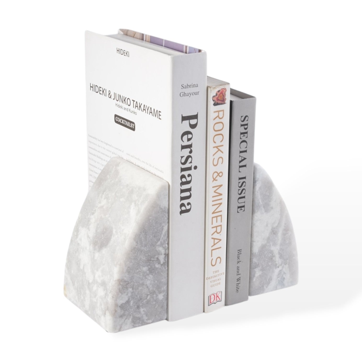 Koville Natural Stone Sailboat Bookend Set for Shelf Styling in Grigio Fantasy - natural stone finish