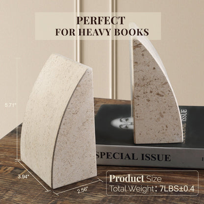 Koville Natural Stone Sailboat Bookend Set for Shelf Styling in Moca Cream Media - material detail