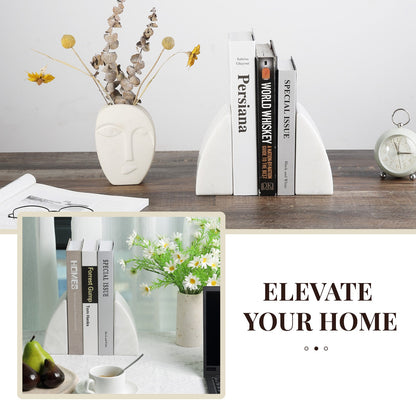Koville Natural Marble Sailboat Bookend Set for Shelf Styling in Namib Fantasy - stone surface detail
