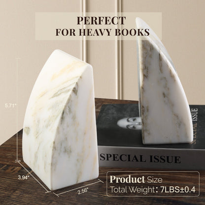 Koville Natural Marble Sailboat Bookend Set for Shelf Styling in Oriental Calacatta - product presentation