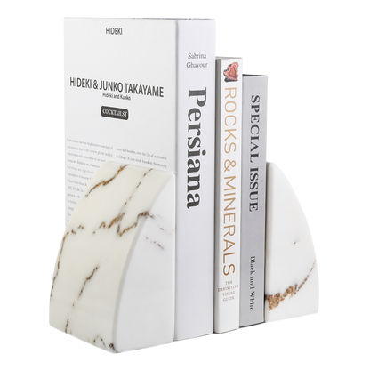 Koville natural stone sailboat bookend in Oriental Calacatta - design detail