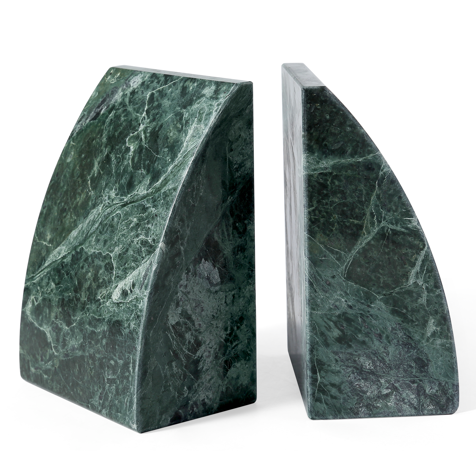 Koville Natural Stone Sailboat Bookend Set for Shelf Styling in Verde Alpi - material detail