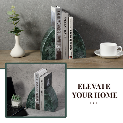 Koville Natural Stone Sailboat Bookend Set for Shelf Styling in Verde Alpi - material detail