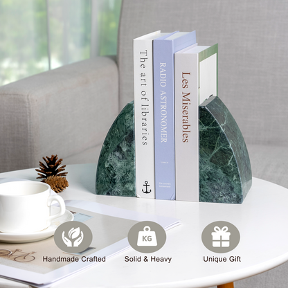 Koville Natural Stone Sailboat Bookend Set for Shelf Styling in Verde Alpi - natural stone finish
