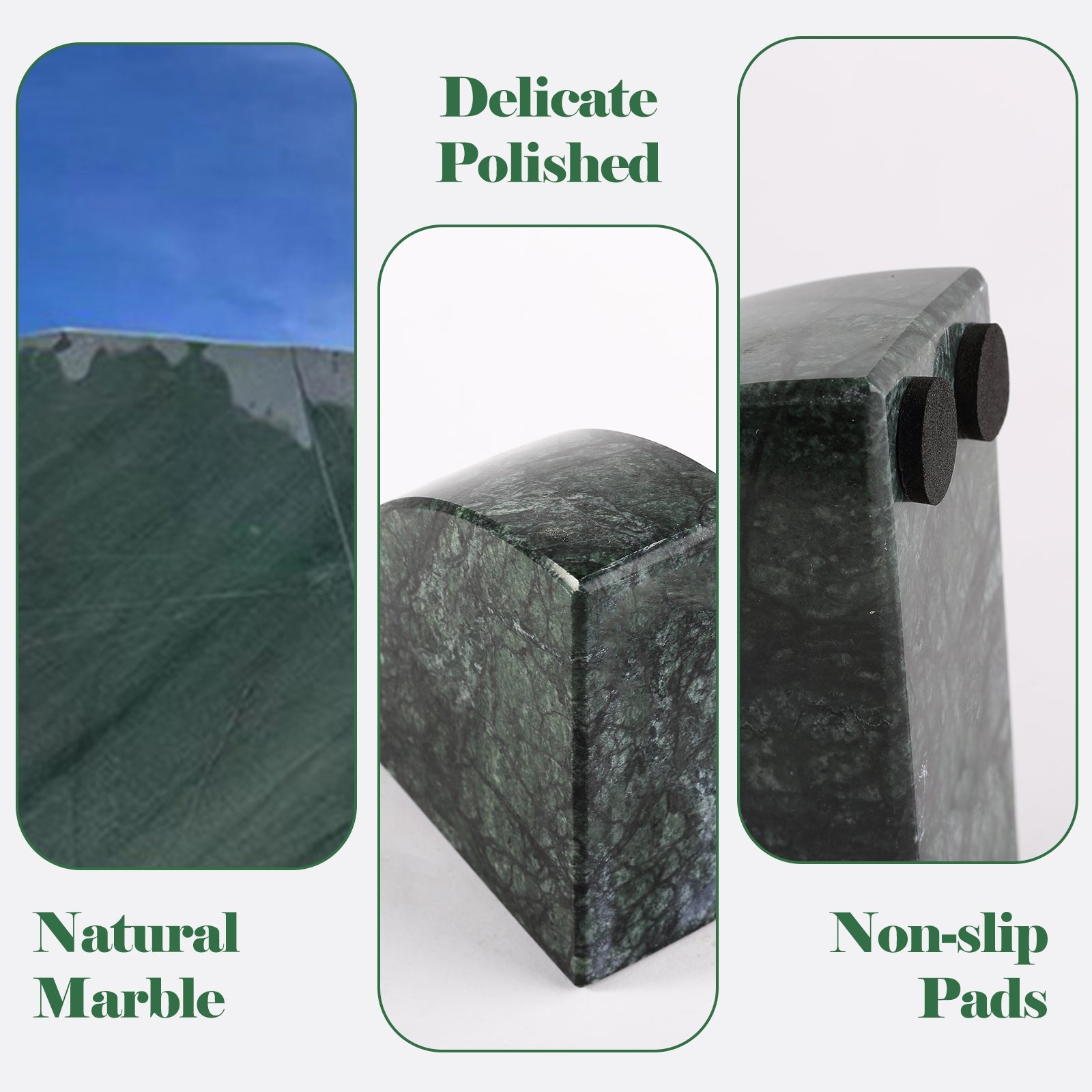 Koville Natural Marble Sailboat Bookend Set for Shelf Styling in Indian Green - stone surface detail