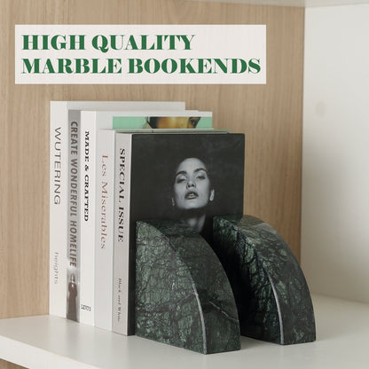 Koville Natural Marble Sailboat Bookend Set for Shelf Styling in Indian Green - crafted stone profile