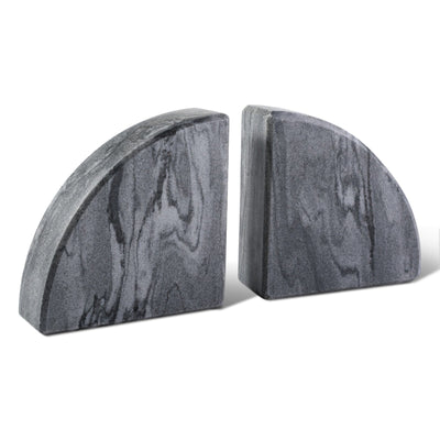 Koville natural stone quarter-circle sailboat bookend in Monte Grigio - design detail