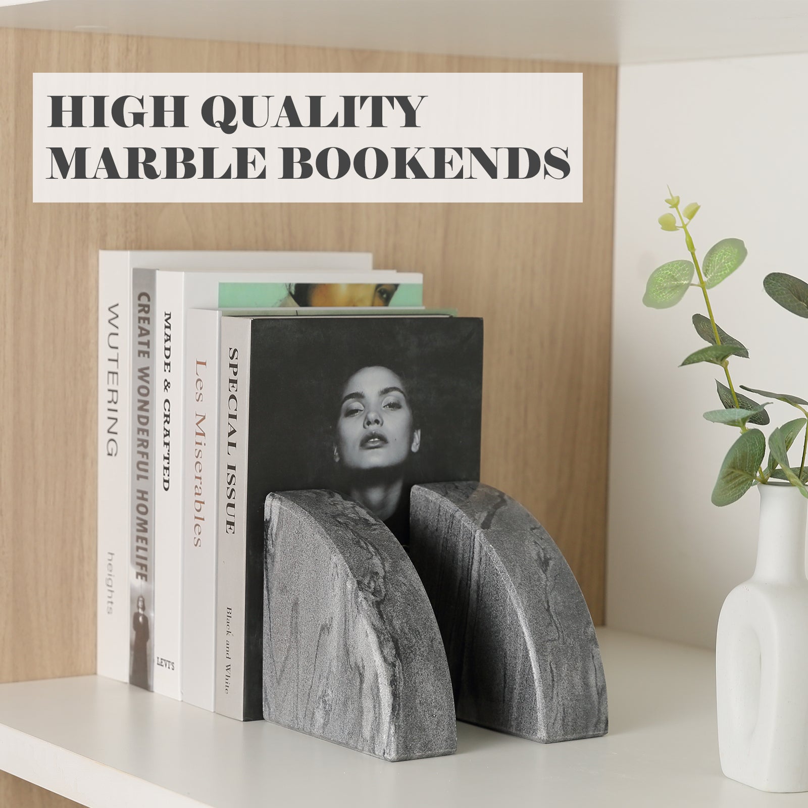 Koville Natural Stone Sailboat Bookend Set for Shelf Styling in Monte Grigio - decorative form