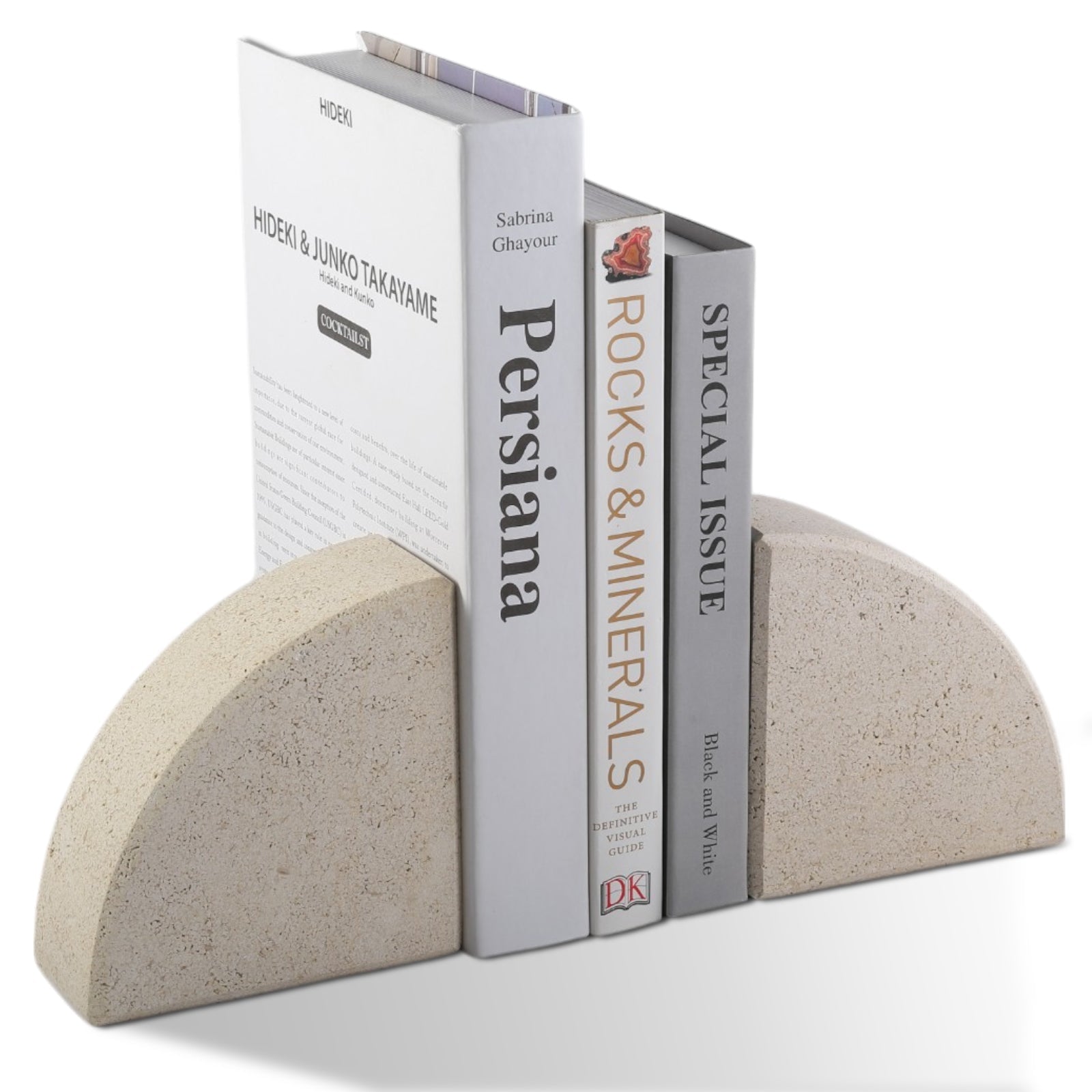 Koville Natural Stone Sailboat Bookend Set for Shelf Styling in Moleanos Beige - product presentation