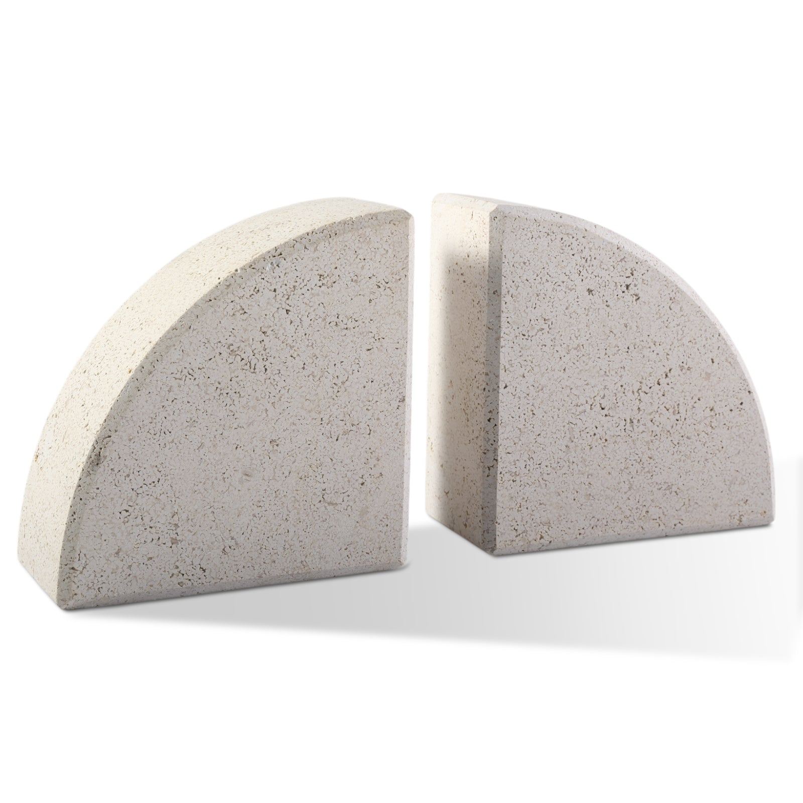 Koville natural stone quarter-circle sailboat bookend in Moleanos Beige - design detail