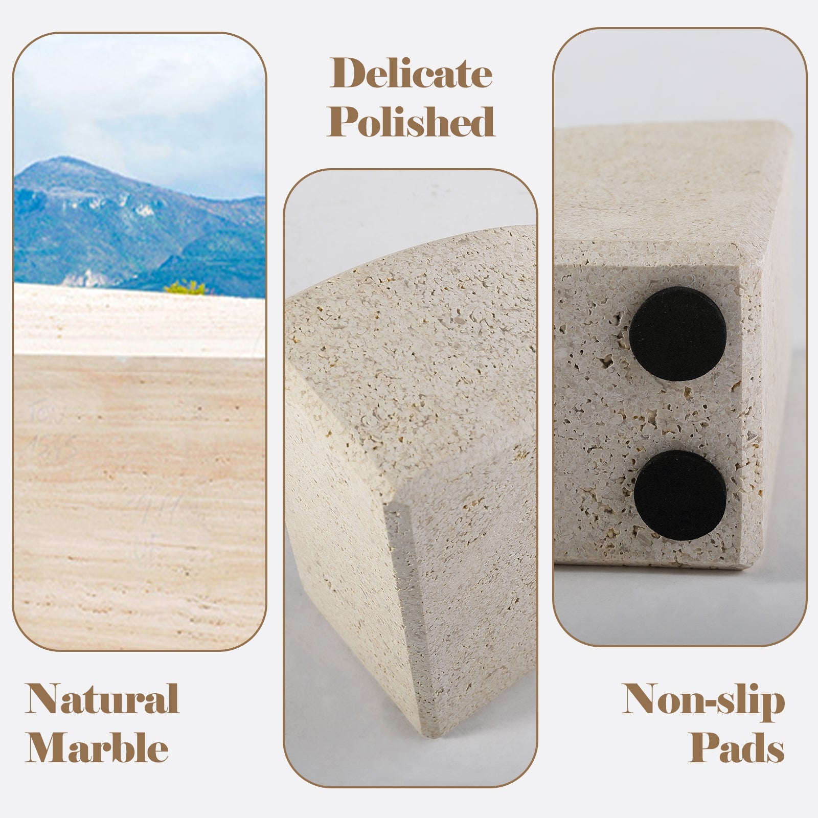 Koville Natural Stone Sailboat Bookend Set for Shelf Styling in Moleanos Beige - decorative form