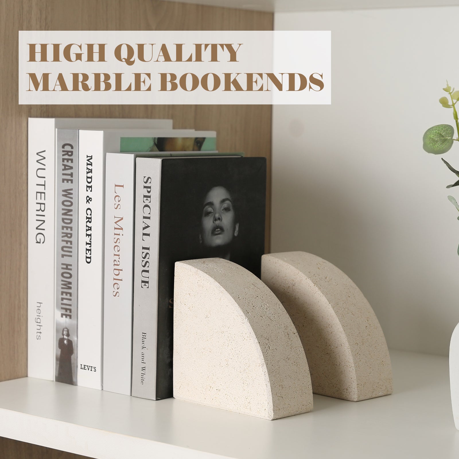 Koville Natural Stone Sailboat Bookend Set for Shelf Styling in Moleanos Beige - crafted stone profile