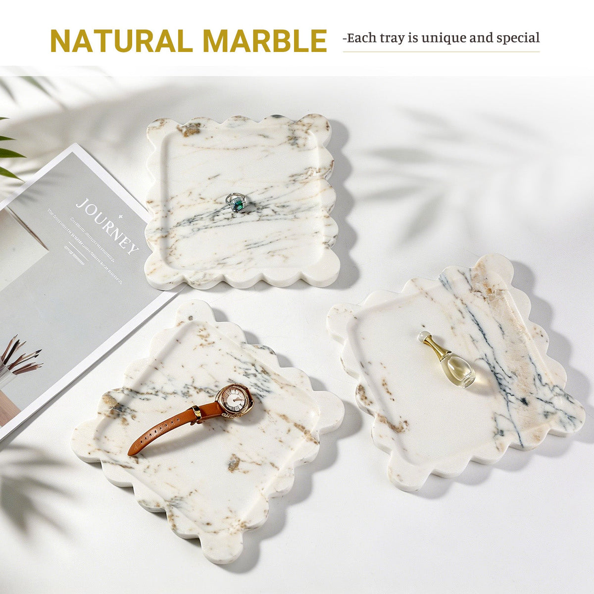 Koville Natural Stone Jewelry Trays in Oriental Calacatta, product view 3
