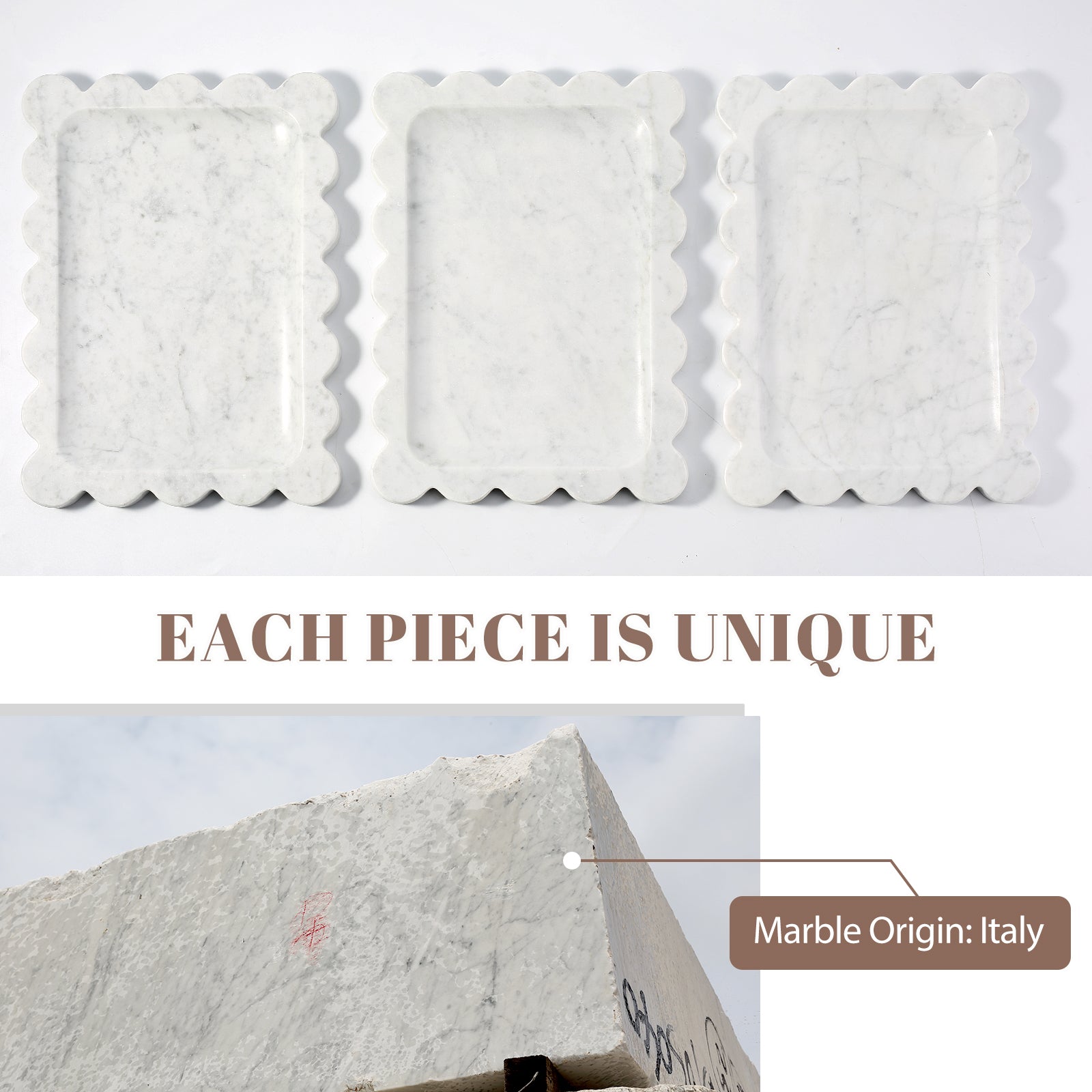 Koville Natural Stone Jewelry Trays in Bianco Carrara, product view 13