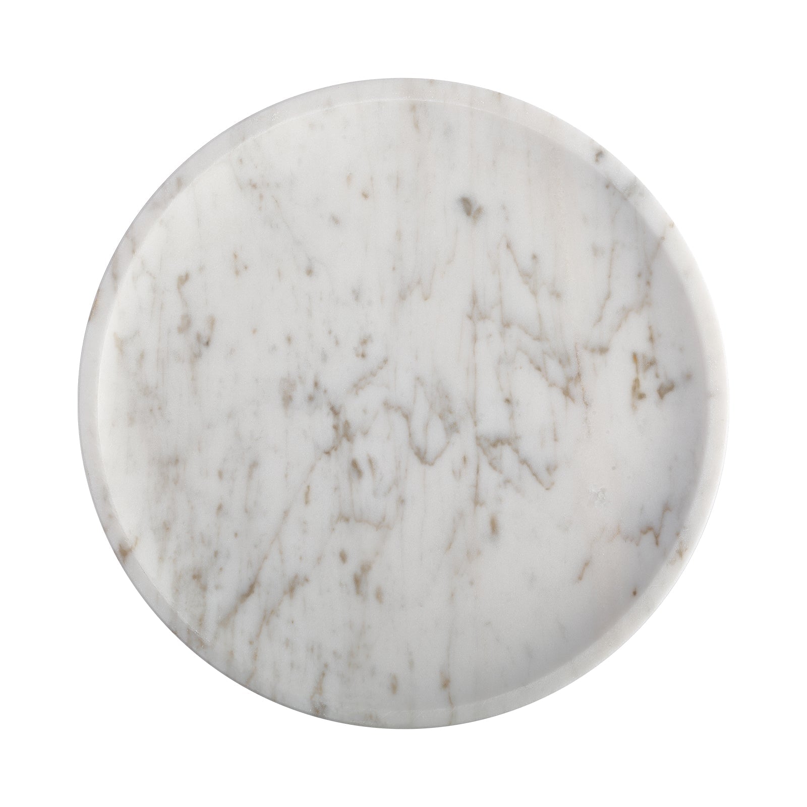 Koville round serving tray in multiple sizes for table styling in Volakas natural stone