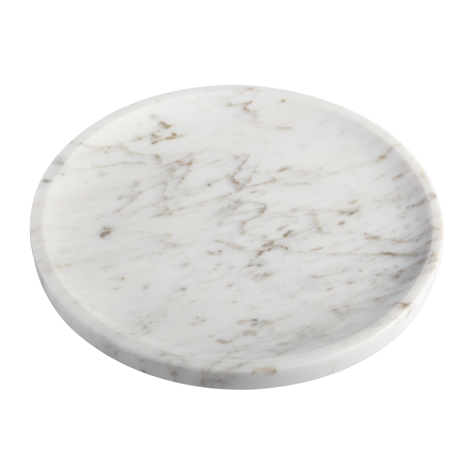 Koville round serving tray in multiple sizes for table styling in Volakas natural stone