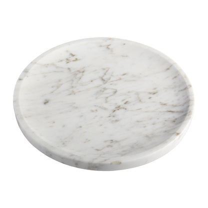 Koville round serving tray in multiple sizes for table styling in Volakas natural stone