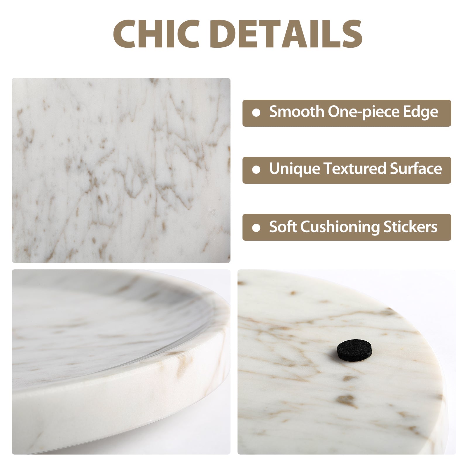Koville round serving tray in multiple sizes for table styling in Volakas natural stone