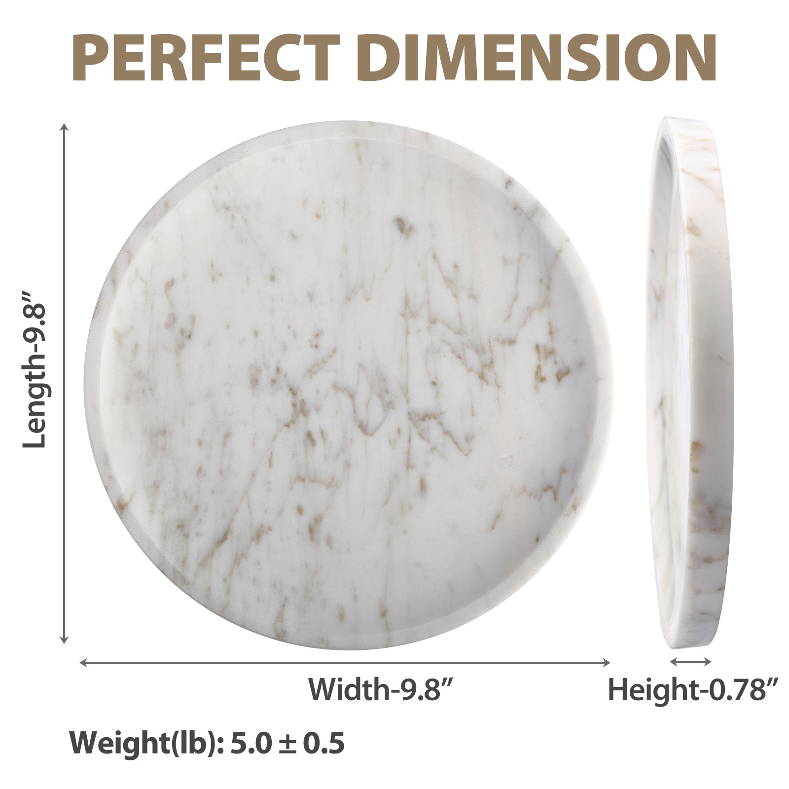 Koville round serving tray in multiple sizes for table styling in Volakas natural stone