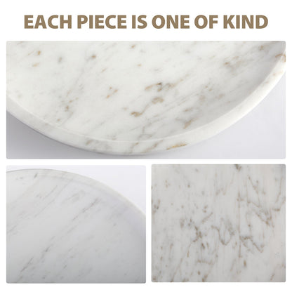 Koville round serving tray in multiple sizes for table styling in Volakas natural stone