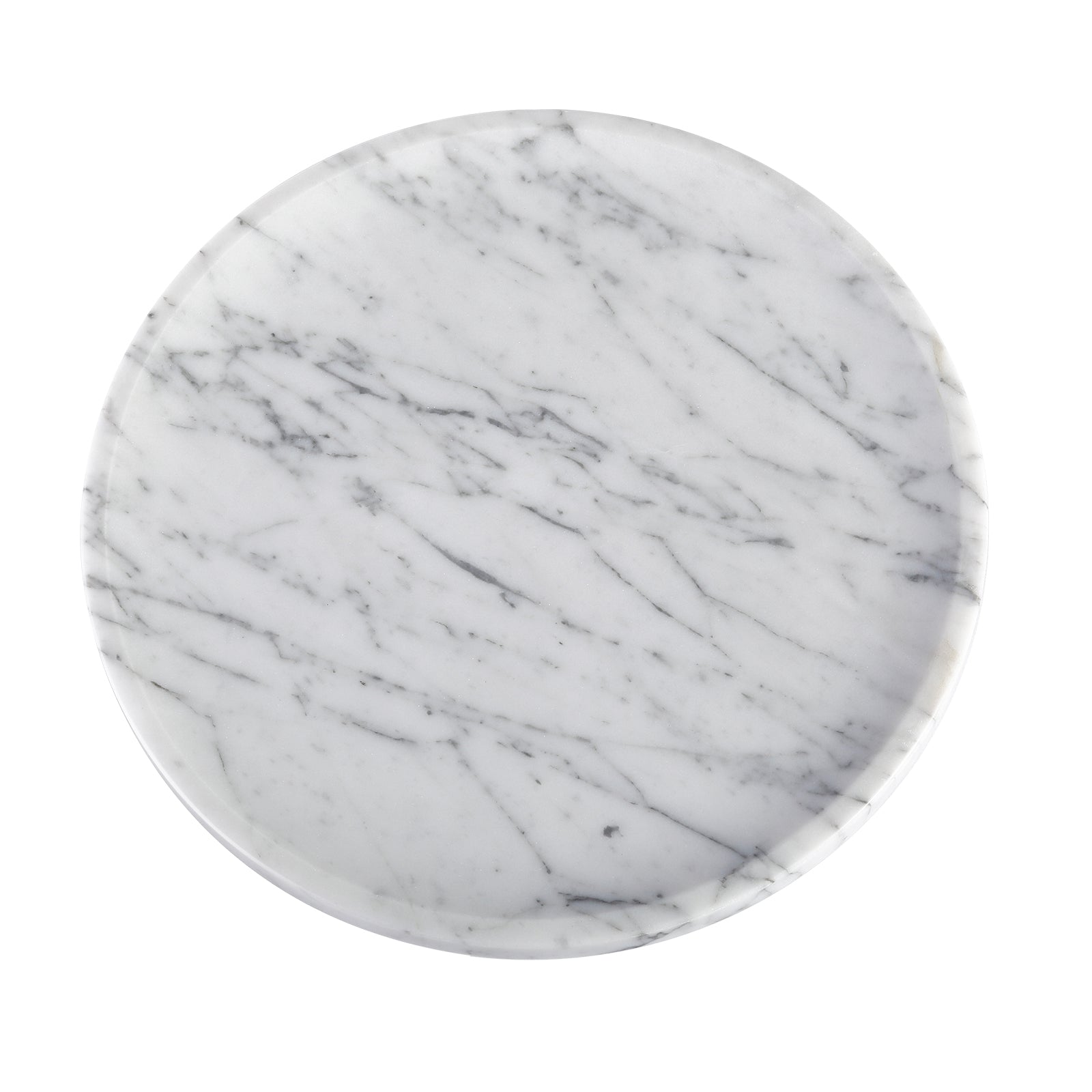 Koville round serving tray in multiple sizes for table styling in Bianco Carrara natural stone