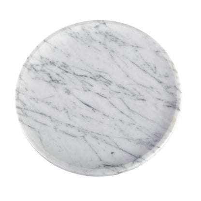 Koville round serving tray in multiple sizes for table styling in Bianco Carrara natural stone