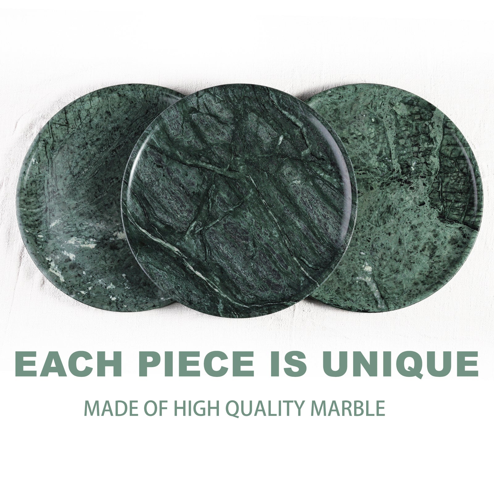 Koville round serving tray in multiple sizes for table styling in Indian Green natural stone