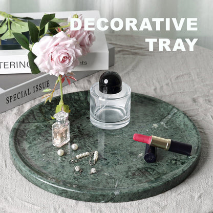 Koville round serving tray in multiple sizes for table styling in Indian Green natural stone