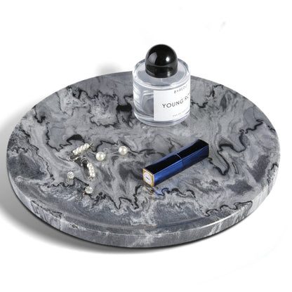 Koville round serving tray in multiple sizes for table styling in Monte Grigio natural stone