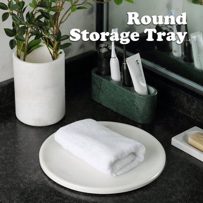 Koville round serving tray in multiple sizes for table styling in Namib Fantasy natural stone