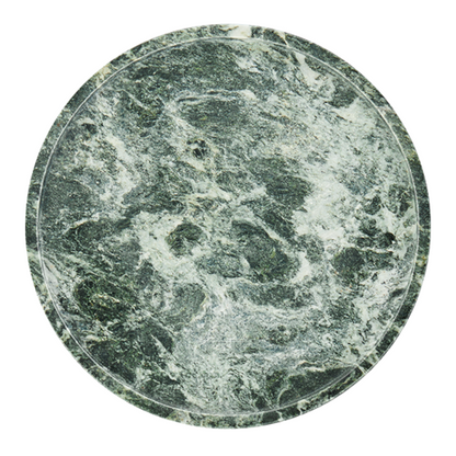 Koville round serving tray in multiple sizes for table styling in Verde Remeggiato natural stone