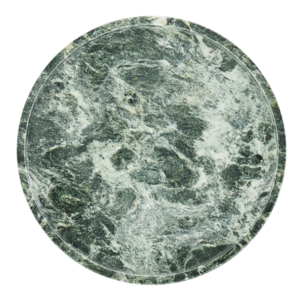Koville round serving tray in multiple sizes for table styling in Verde Remeggiato natural stone