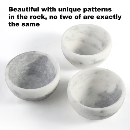 Koville Natural Marble natural marble shaving bowl with brush in Grigio Fantasy for bathroom vanity
