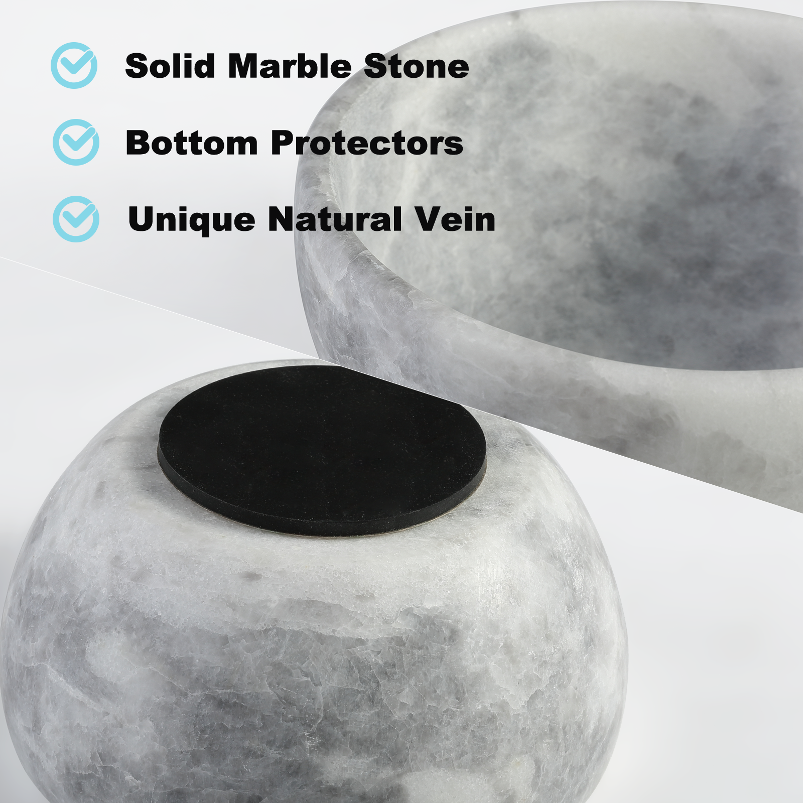 Koville Natural Marble natural marble shaving bowl with brush in Grigio Fantasy for bathroom vanity