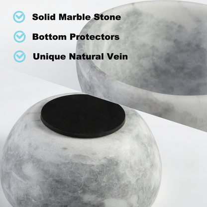 Koville Natural Marble natural marble shaving bowl with brush in Grigio Fantasy for bathroom vanity