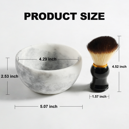 Koville Natural Marble natural marble shaving bowl with brush in Grigio Fantasy for bathroom vanity