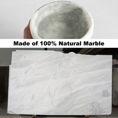 Koville Natural Marble natural marble shaving bowl with brush in Grigio Fantasy for bathroom vanity
