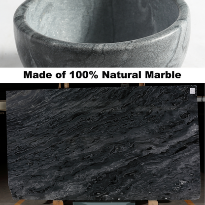 Koville Natural Marble natural marble shaving bowl with brush in Monte Grigio for bathroom vanity