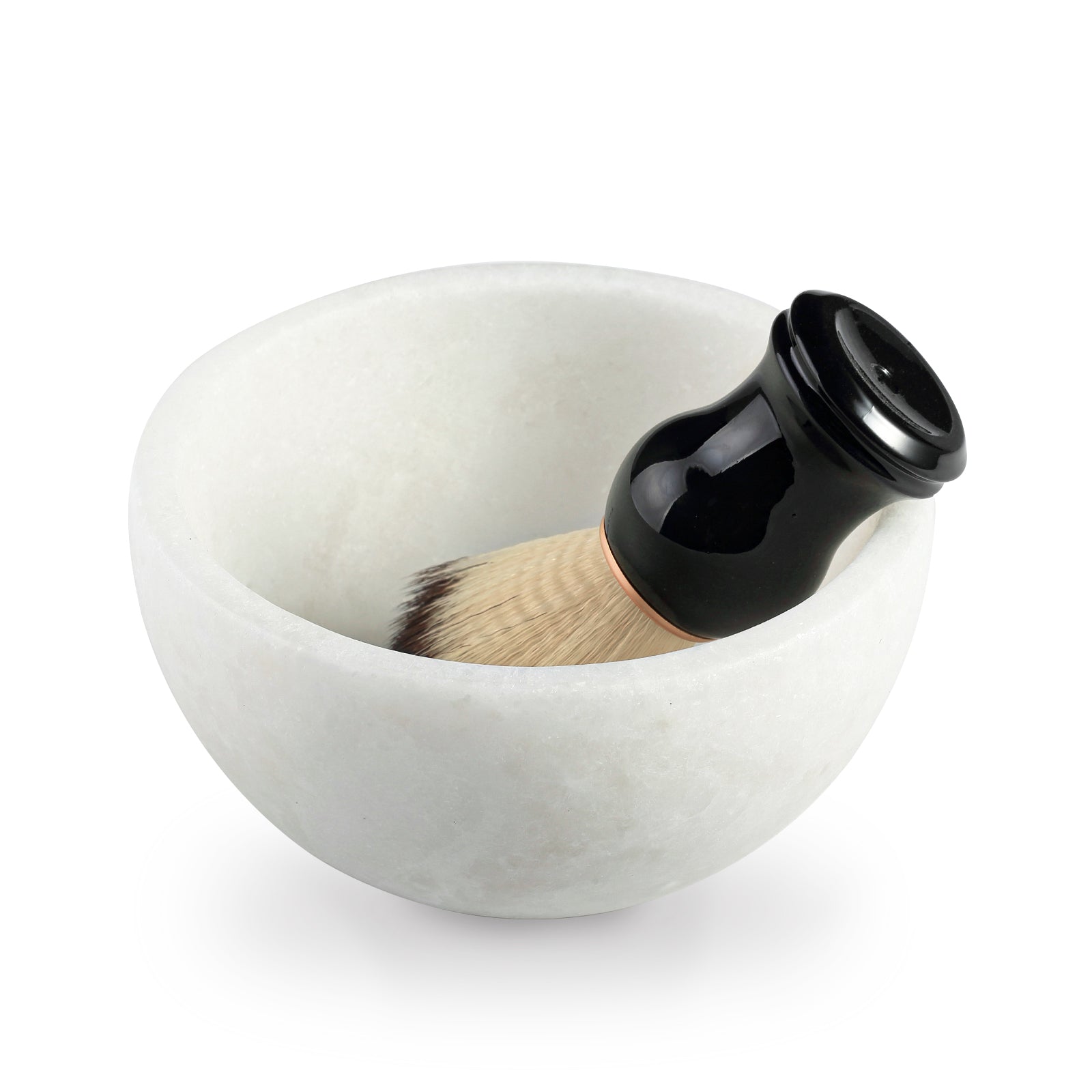 Koville Natural Marble natural marble shaving bowl with brush in Namib Fantasy for bathroom vanity