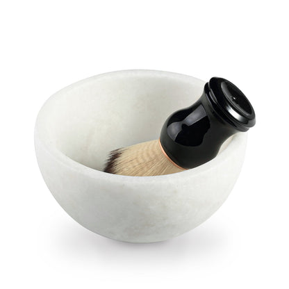 Koville Natural Marble natural marble shaving bowl with brush in Namib Fantasy for bathroom vanity